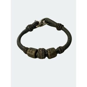 Lizzy James Leather Cord Pewter Bracelet